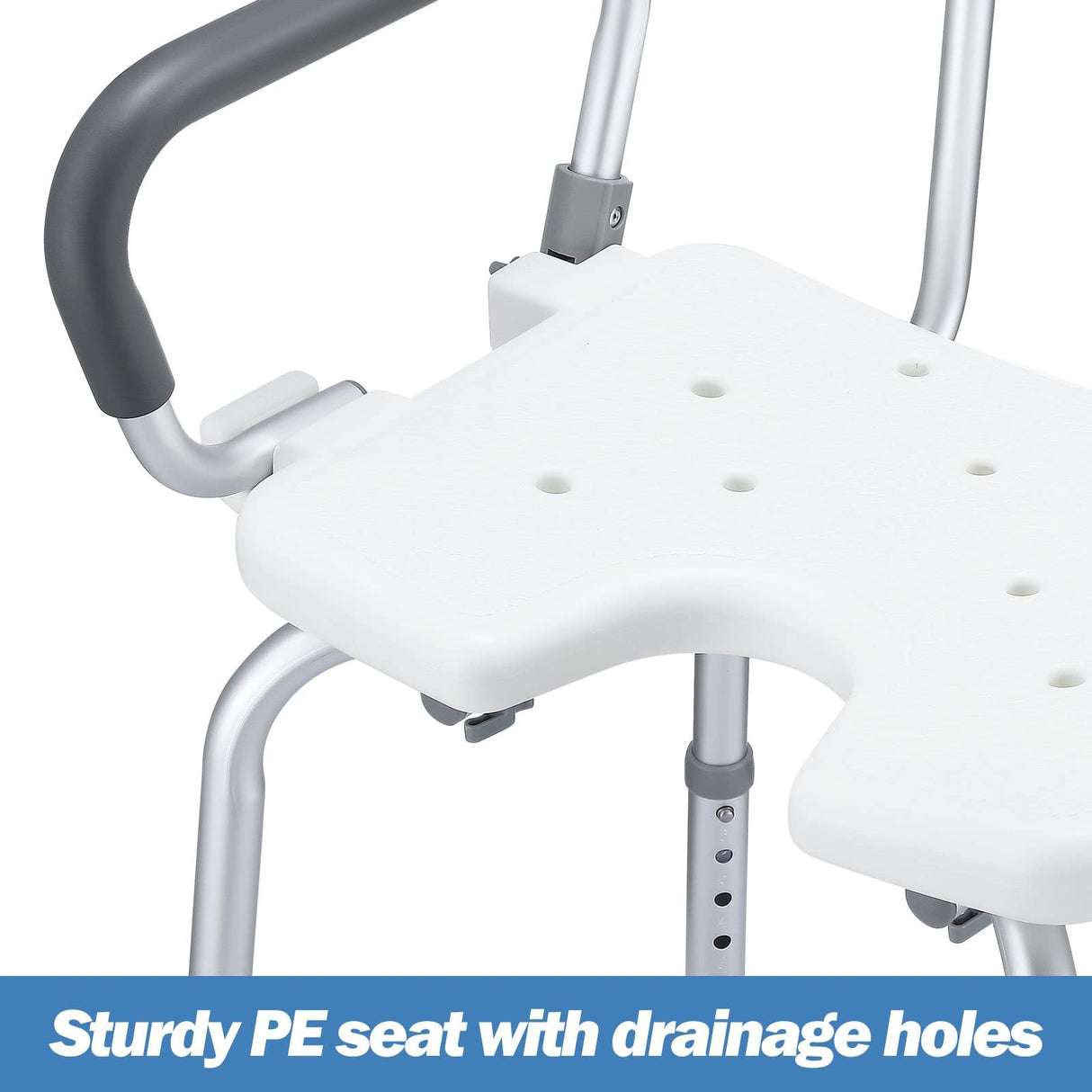 Adjustable Shower Chair Seat Bath Stool with Padded Armrest for Elderly Disabled Pregnant