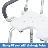 Adjustable Shower Chair Seat Bath Stool with Padded Armrest for Elderly Disabled Pregnant