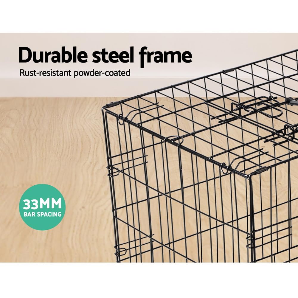 Dog Crate Cage 36" Pet Kennel Crates Puppy Cat Fence House Outdoor Indoor Portable Carrier, Metal Wire with Triple Doors Lockable Foldable with Removable Tray and Handle