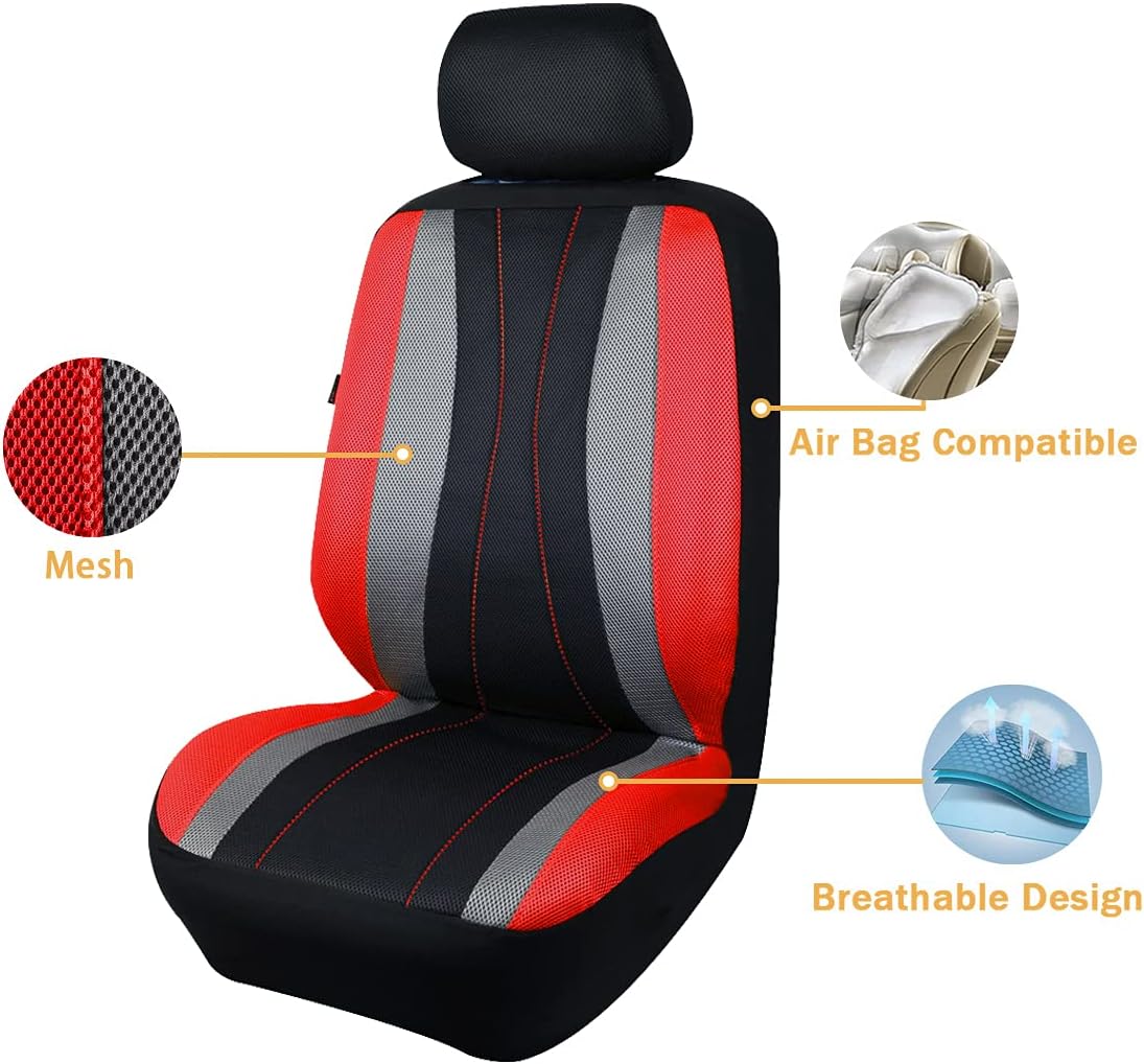 Flying Banner car seat Covers Full Set Faux Leather Air Mesh Breathable Man Lady Airbag Compatible Rear Bench Split 40/60 50/50 60/40 Truck Pick Up