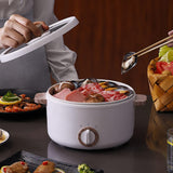 Electric Hot Pot with Steamer, 1.5L Portable Electric Skillet with Nonstick Coating, Dual Power Control Multi-Function Electric Cooker for Stir Fry, Steak, Noodles, Ramen Cooker for Dorm and Office