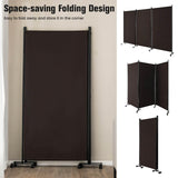 3 Panels Folding Privacy Screen, 180cm Tall Room Divider with Metal Frame & Wear-Resistant Fabric, Freestanding Partition Wall Divider with Rolling Wheels for Home, Office, Hospital