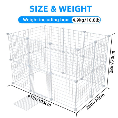 Pet Playpen,Portable Metal Wire Mesh XS Size 35cm(13.8in) Small Animal DIY Pen Cage Yard,Outdoor & Indoor for Kitty,Puppy,Rabbit,Hedgehog,Guinea Pig,Squirrel (19 Panels & 1 door, white)