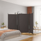 4-Panel Room Divider - Privacy Screen with Brown Fabric - Foldable and Versatile - Perfect for Bedroom or Living Room