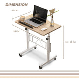 Adjustable Mobile Laptop Desk Notebook Computer iPad PC Stand Table Tray with Wheels