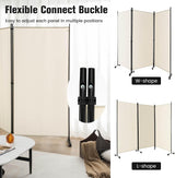 3 Panels Folding Privacy Screen, 180cm Tall Room Divider with Metal Frame & Wear-Resistant Fabric, Freestanding Partition Wall Divider with Rolling Wheels for Home, Office, Hospital