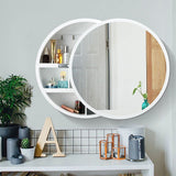 Round Mirror Cabinet Bathroom Medicine Vanity Wall Mirrored Cupboard with Storage Sliding Door White 60cm Diameter