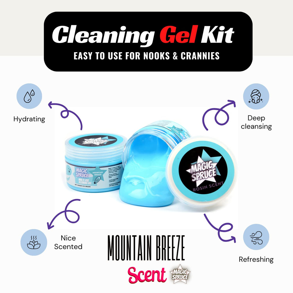 Car Cleaning Gel Kit for Interior, Non Water Car Detailing Putty, Scented Car Dashboard Cleaner, Car Cleaning Products, Upholstery Dust Remover, Vent, Reusable PC Laptop, Keyboard Cleaner