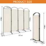 4-Panel Room Divider, Folding Privacy Screen, Portable Polyester Fabric Wall Divider and Separator, Freestanding Privacy Protection for Living Room, Bedroom, Office (White)