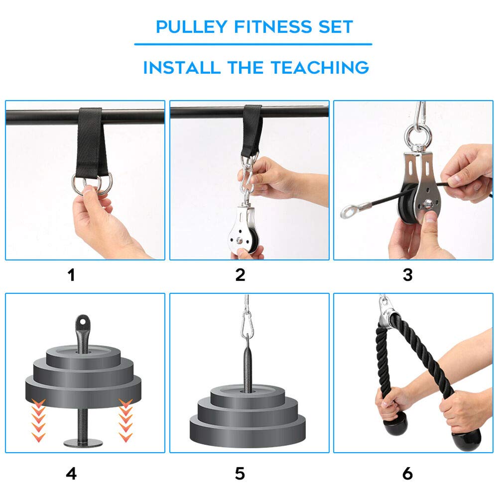 Fitness LAT Pulley System Cable Machine Attachment with Loading Pin for Pull Down Pull Up Crossover DIY Garage Gym Equipments by OWEITE