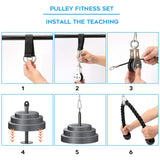 Fitness LAT Pulley System Cable Machine Attachment with Loading Pin for Pull Down Pull Up Crossover DIY Garage Gym Equipments by OWEITE