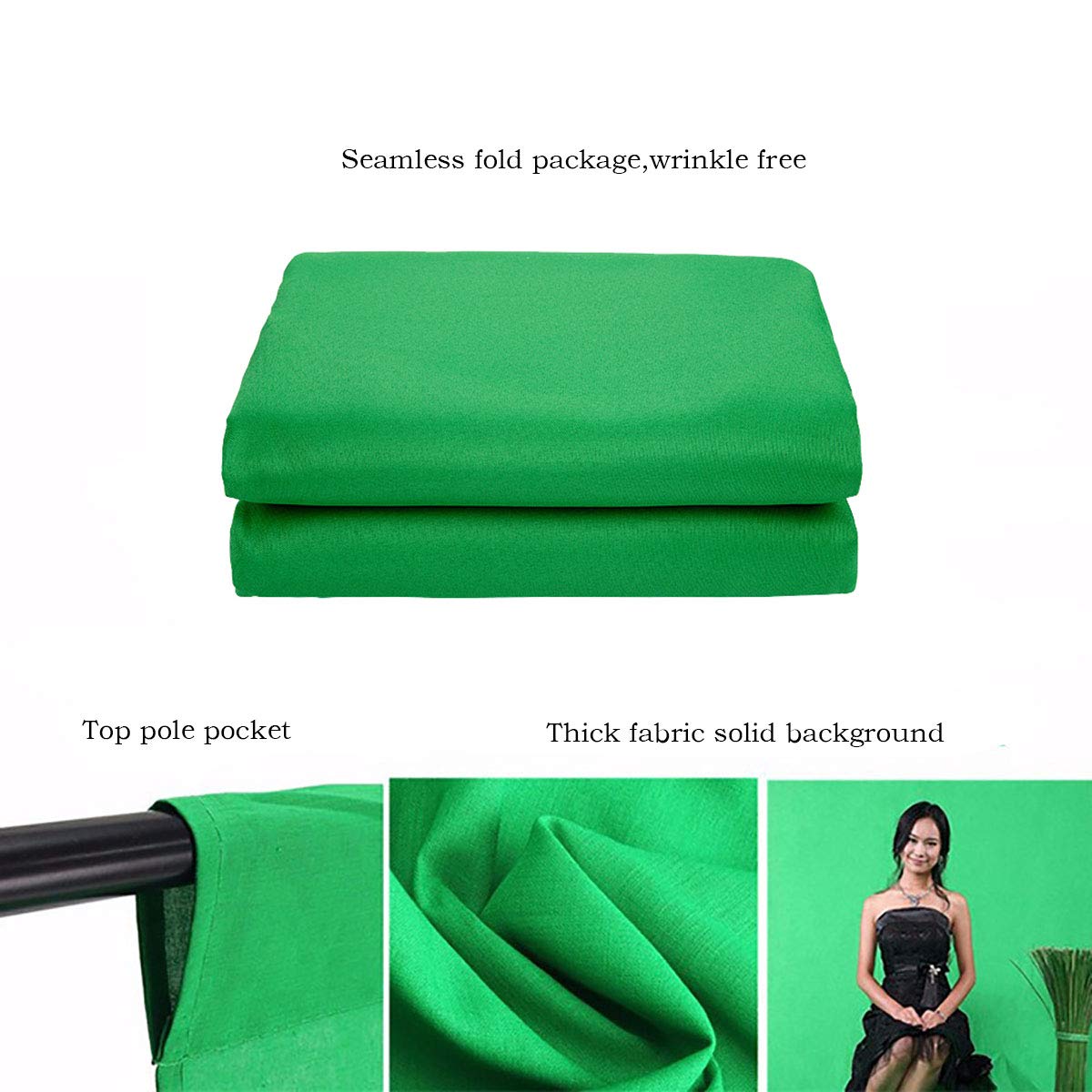 Background Green Screen Photo Backdrop Chromakey Muslin Portrait Background Screen for Photo Video Studio Photography Backdrop(5x7ft, Green)…