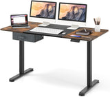 Electric Height Adjustable Standing Desk, Ergonomic Sit Stand Desk, Stand up Computer Workstation w/USB Charging Port, Storage Drawer, 2 Cable Holes, for Home Office 140 x 70 cm