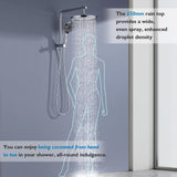 10" Rain Shower Head Set 2 in 1 Wall Mounted Shower Rail 3-Mode Handheld Spray Round Bathroom