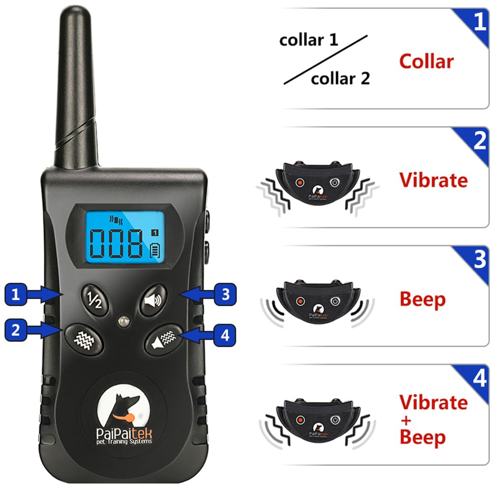 No Shock Dog Training Collar with Remote 16400ft Range, Dog Vibration Collar with Controller Waterproof & Rechargeable, Vibration Collar for Deaf Small Dogs - No Prongs and No Shock