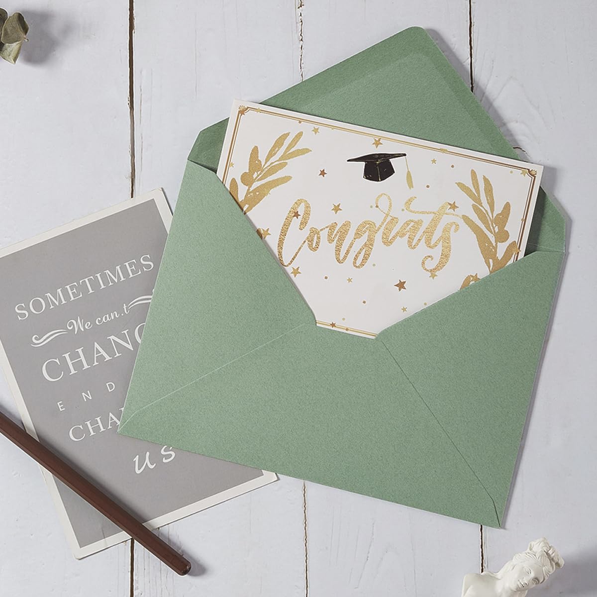 50 Pieces Sage-Green A7 Envelopes Greeting Card Envelopes 5.24 x 7.24 Inches for 5 x 7 Wedding Invitation Cards, Greeting Cards, Birthday Baby Shower Invitations