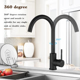 WELS Kitchen Mixer Tap 360° Swivel Basin Spout Laundry Sink Faucet Black