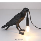 Raven Table Lamps with Plug，Unique Crow Decor Lamp Resin Bird lamp in Black for Bedroom/Office/Living Room/College Dorm/Farmhouse Art Decor(Bulb Included)