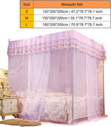 Bed Canopy, 4 Corners Post Canopy Bed Curtain Mosquito Mesh Net Elegant Mosquito Net Bed Canopy Set for Girls & Adults Princess Bedroom Decoration (150 * 200 * 200)