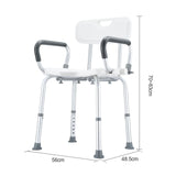 Adjustable Shower Chair Seat Bath Stool with Padded Armrest for Elderly Disabled Pregnant