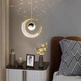 Moon Pendant Lamp, Ceiling Lamp, Creative Styling, for Bedroom Living Room Restaurant Bar Kitchen (Gold, Cool White)