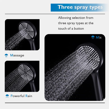 10" Rain Shower Head Set 2 in 1 Wall Mounted Shower Rail 3-Mode Handheld Spray Round Bathroom