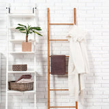 6-Tier Bamboo Freestanding Rack Towel Ladder Blanket Ladder, Farmhouse Blanket Holder,Wall Leaning Ladder Shelf, Decorative Quilt Stand for Living Room, Bathroom, Bedroom (6-Step Towel Rack)