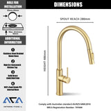 2 Mode Pull Out Kitchen Tap Swivel Gooseneck Laundry Sink Taps Faucet WELS Kitchen Mixer Tap(Brushed Yellow Gold)