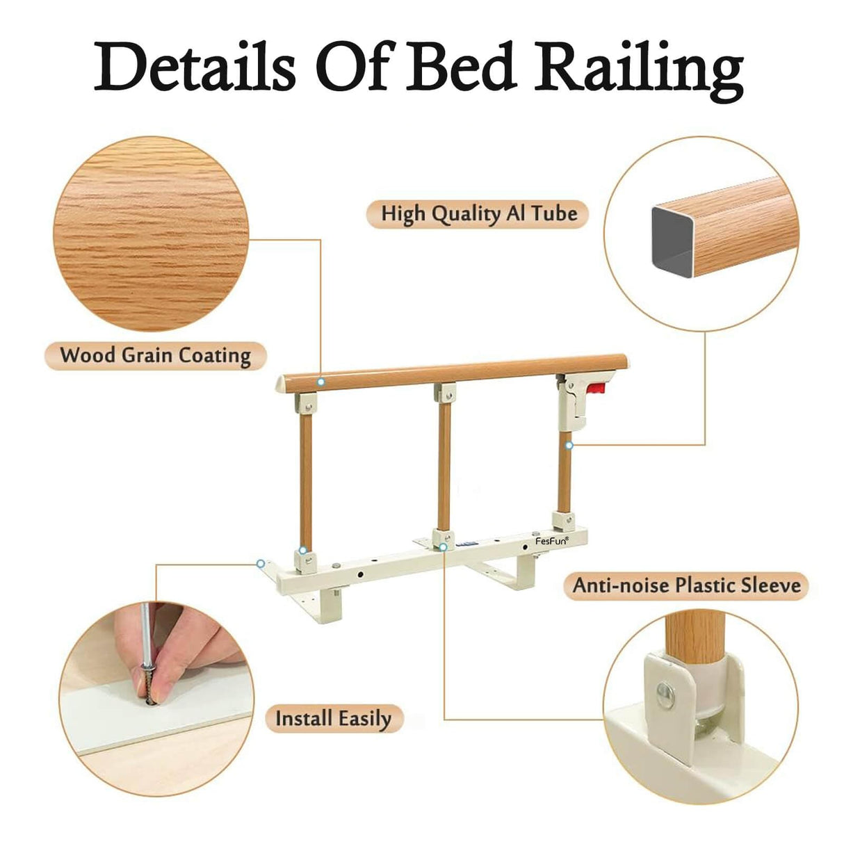 Bed Rails Elderly Adults Safety, Foldable Bedside Grab Bars Assist Handles, Collapsible Bed Canes Guards Railings for Seniors, Adjustable Rails Prevent Falling