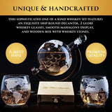 Whiskey & Wine Decanter Globe World Set with Globe Glasses Anniversary Birthday House Warming for Liquor Scotch Bourbon Vodka, for Him Husband, Globe The Wine Savant - 850ml - Whiskey Decanter Globe