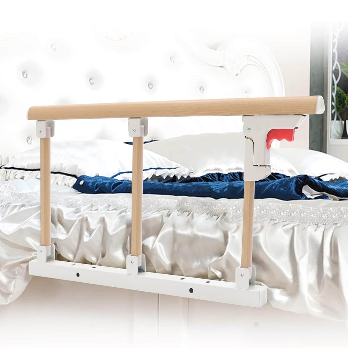 Bed Rails Elderly Adults Safety, Foldable Bedside Grab Bars Assist Handles, Collapsible Bed Canes Guards Railings for Seniors, Adjustable Rails Prevent Falling