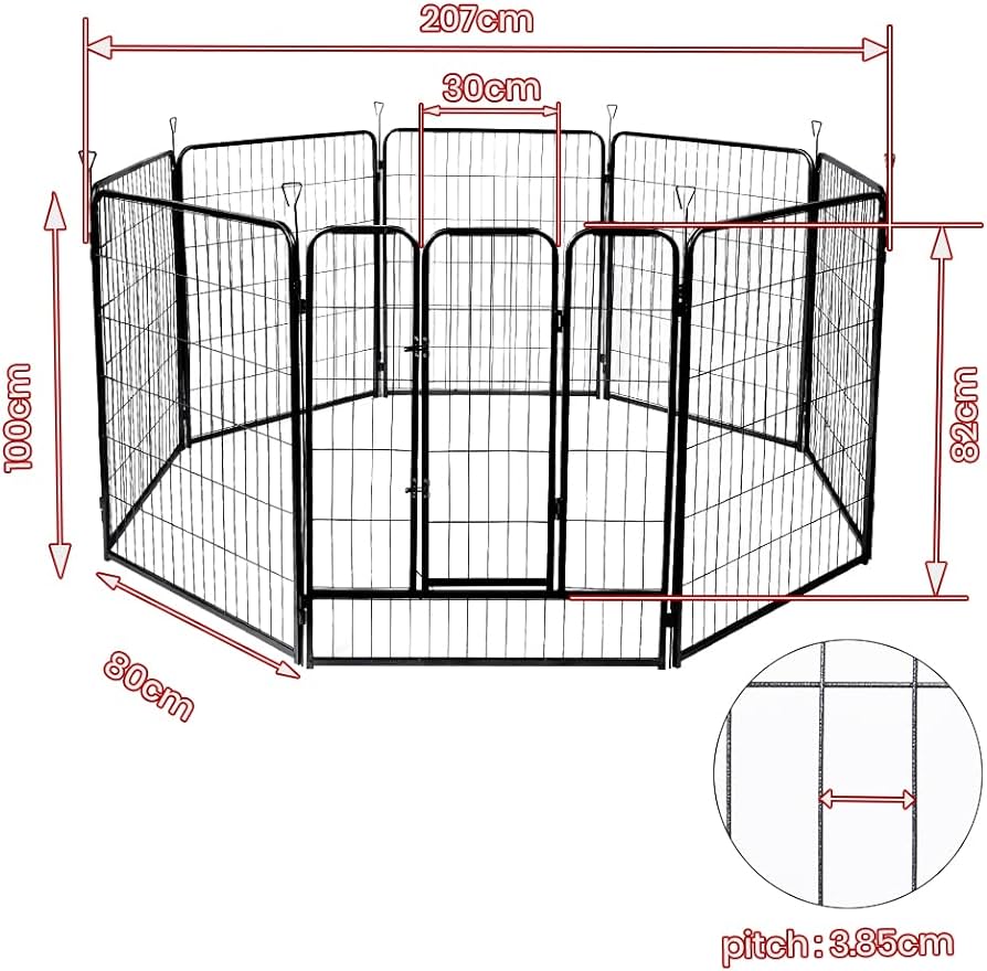 Playpen 8 Panel Pet Cage Puppy Pen Enclosure Fence Exercise Foldable Metal Play Yard