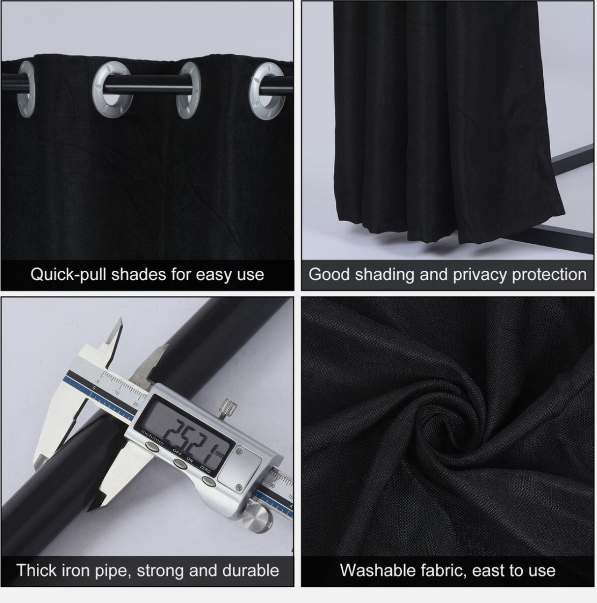 Clothing Store Changing Room with Shade Curtains for Clothing Shop, Black