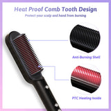 Hair Straightener Brush, Straightening Brush with 25s Quick Heating, 5 Temp Settings & Scald Protection, Straightening Brush with Iron and Built-in Comb, Professional Hair Tool for Styling