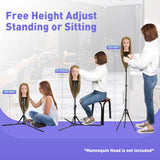 63 Inch Wig Stand Tripod,Metal Adjustable Mannequin Foldable Head Stand with Set for Cosmetology Hairdressing Training