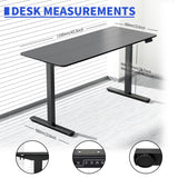 Electric Standing Desk 110x60cm (43.3"x23.6"), Height Adjustable Standing Desk with Splice Board, Stand Up Desk with Backpack Hook and Memory Smart Handset