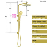 WELS Twin Shower Head Set Sliding Rail 3 Mode Handheld Arm Round Brushed Gold