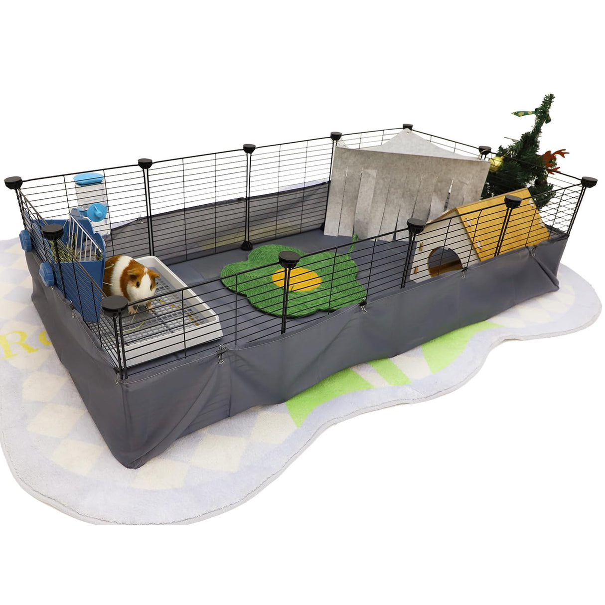 Guinea Pig Cages with Liner 48x24x12inch C&C Small Animal Cage Pet Puppy Dog Playpen Indoor Rabbit Chinchilla Hedgehog Habitat Fence DIY 12PCS Metal Grids with Bottom TSL05