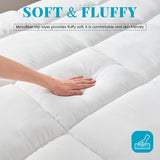 Luxury Bamboo Mattress Topper Double Size - Cooling & Softness - 1000GSM Bamboo Fiber Filling for Superior Comfort and Breathability with 45cm Deep Pocket - Hotel Quality- White