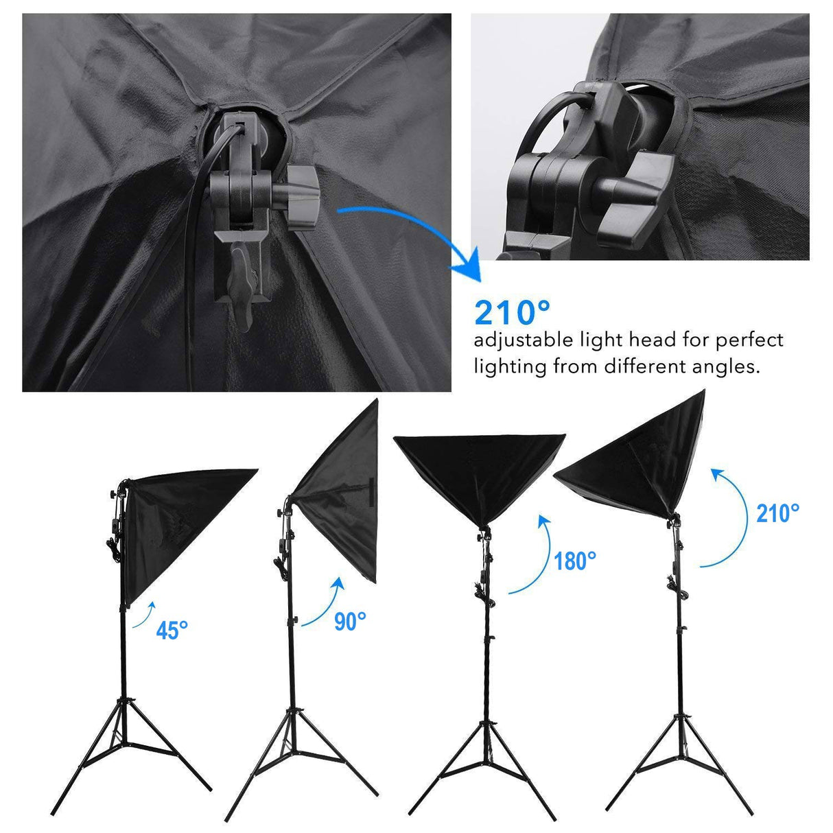 Photography Softbox Lighting Kit 2 x 25W LED Continuous Lighting Soft Box with Adjustable Light Stand for Portraits Video Shooting + Carry Bag