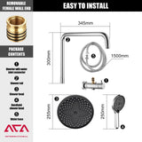 ACA International 10" Rain Shower Head Set, Round 255mm Shower Large Overhead with 2 in 1 Shower Arm Rail and 3-Mode Handheld Spray, Bathroom Shower Set WELS Approved (Chrome)