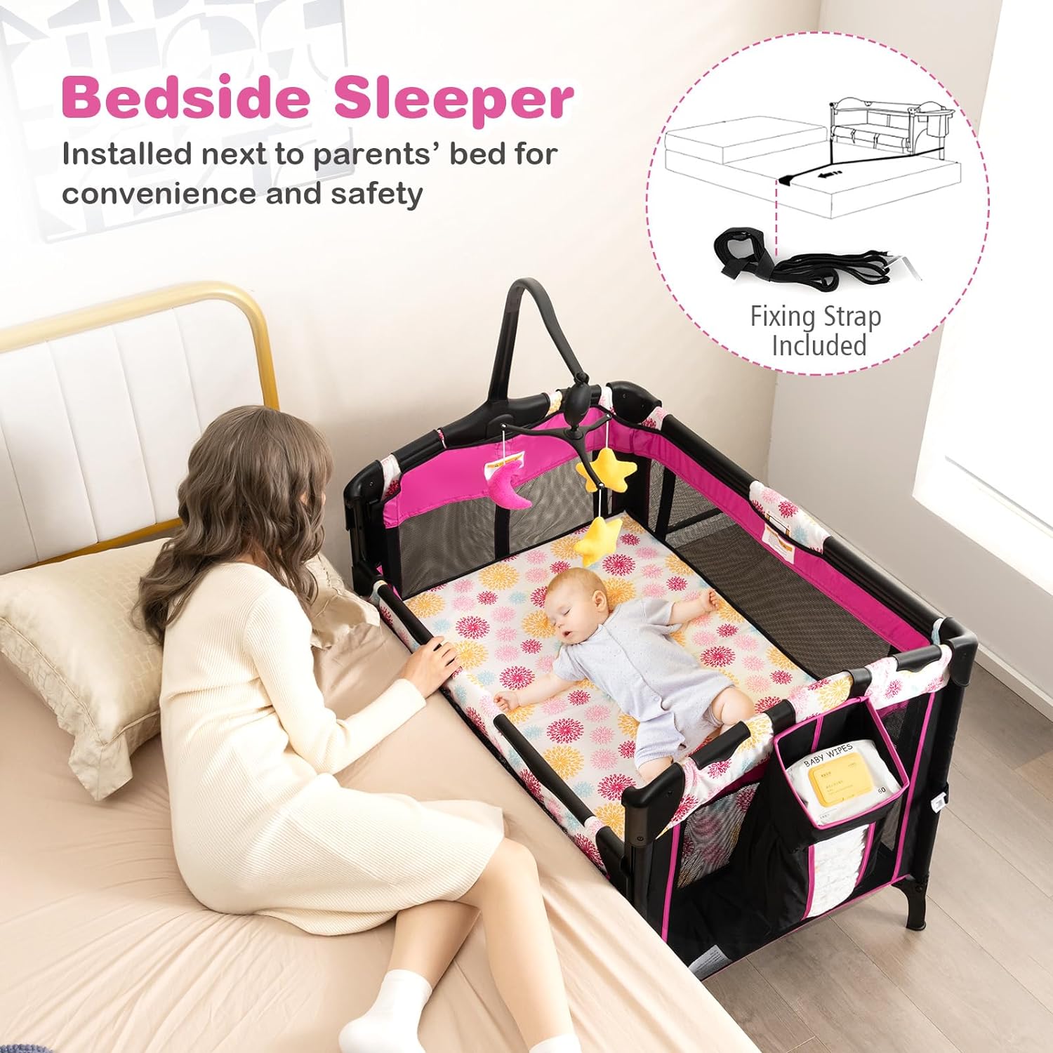 4 IN 1 Portable Travel Cot Portacot Baby Co Sleeper Bedside Bassinet F Easy Bargains Australia