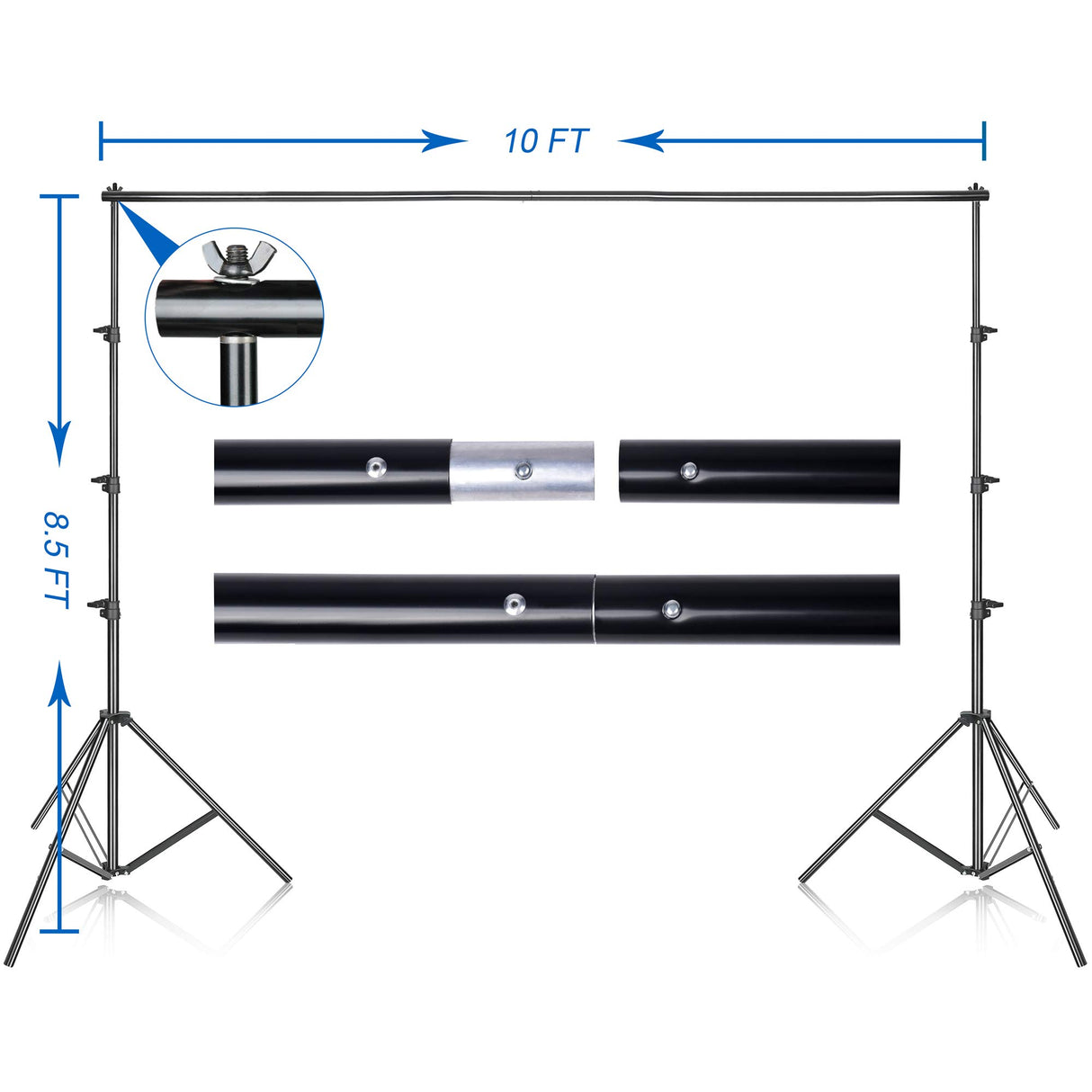 Green Screen with Stand, 8.5x10ft(2.6x3m) Photography Background Stand Kit with 10x12ft(3x3.6m) Backdrop for Portrait, Video, Shooting, Photo, Studio