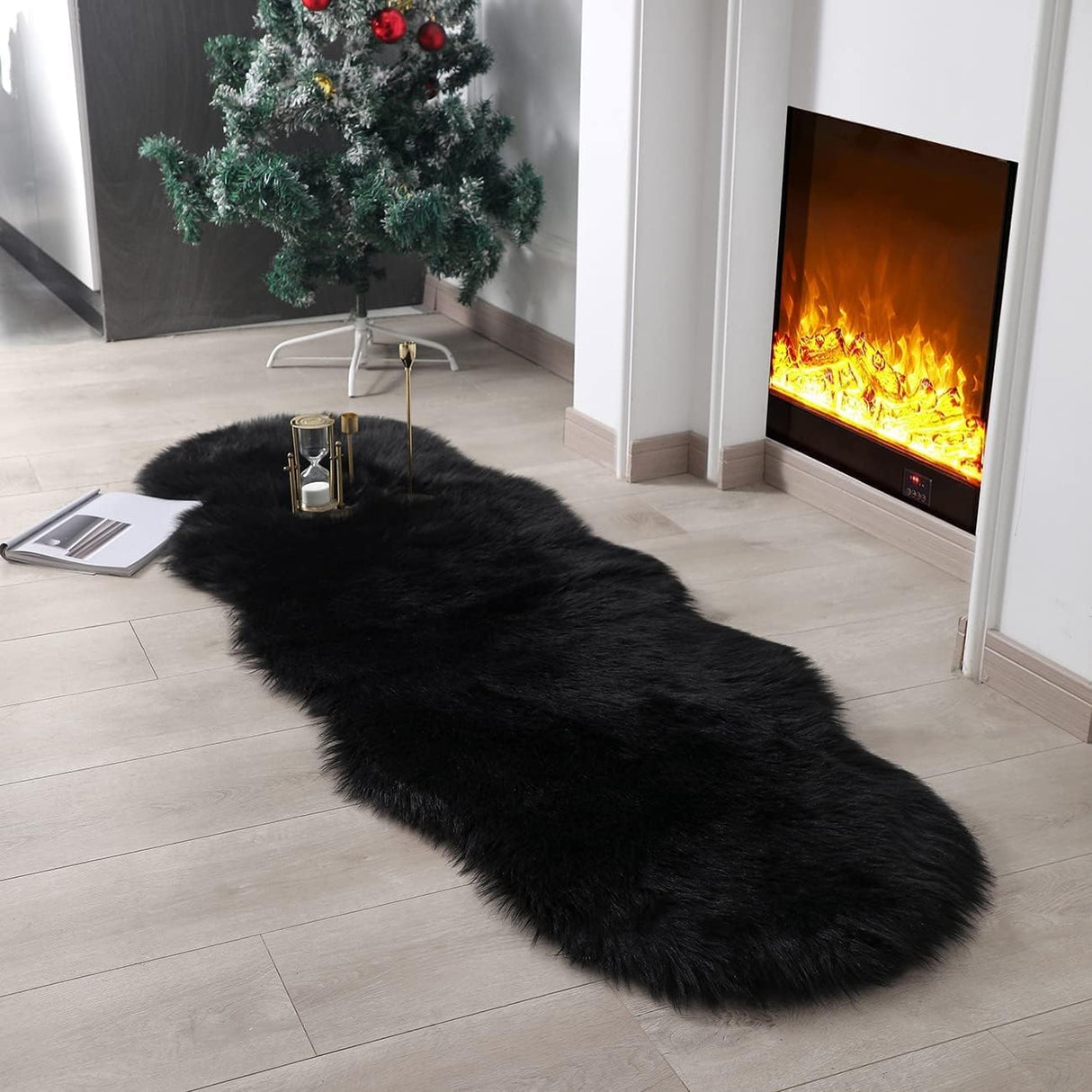 Soft Fluffy Rug Faux Sheepskin Fur Area Rug Shaggy Couch Cover Seat Cushion Furry Carpet Beside Rugs for Bedroom Floor Sofa Living Room Runner, 60x180cm