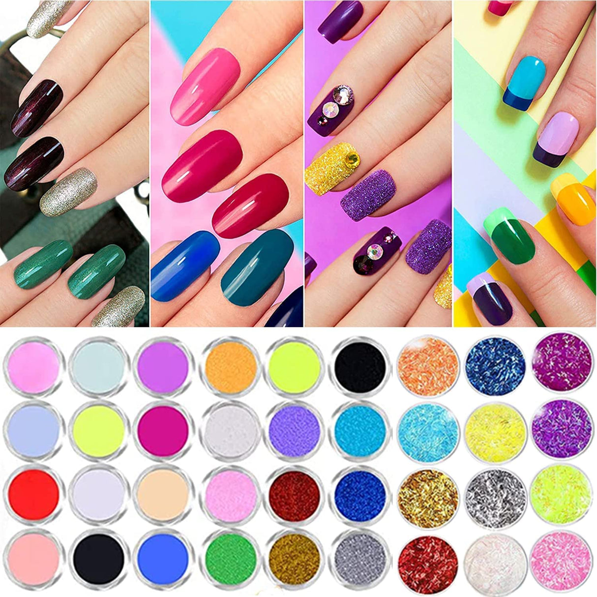 Acrylic Nail Kit with Everything - Nail Art Supplies Kit Acrylic Powder Liquid Monomer Nail Extension Kit with 12W UV Light Glitter UV Gel Acrylic Nails Brush Nail Extension Kit for Beginners