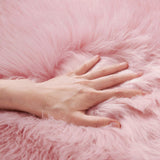 Ultra Soft Fluffy Rug Pink Faux Sheepskin Fur Rug Shaggy Couch Cover Furry Carpet for Kids Room Fuzzy Plush Rug for Bedroom Living Room Runner, 2x6 Feet (Sheepskin Shape,Pink)