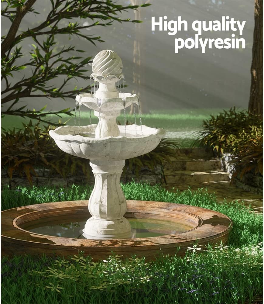 Solar Water Fountain, 9V 93cm Tall Feature Pump Bird Bath Powered Features Fountains Garden Outdoor Indoor Pond Decoration, 3 Tiers Birdbath Battery