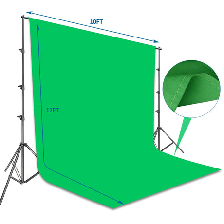 Green Screen with Stand, 8.5x10ft(2.6x3m) Photography Background Stand Kit with 10x12ft(3x3.6m) Backdrop for Portrait, Video, Shooting, Photo, Studio