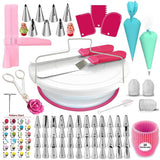 200 PCs Cake Decorating Supplies Kit for Beginners, Cake Decorating Tools, 1 Cake Turntable Stand with Piping Bags & Tips, 55 Piping Tips, 2 Spatula, Silicon Bag & Much More