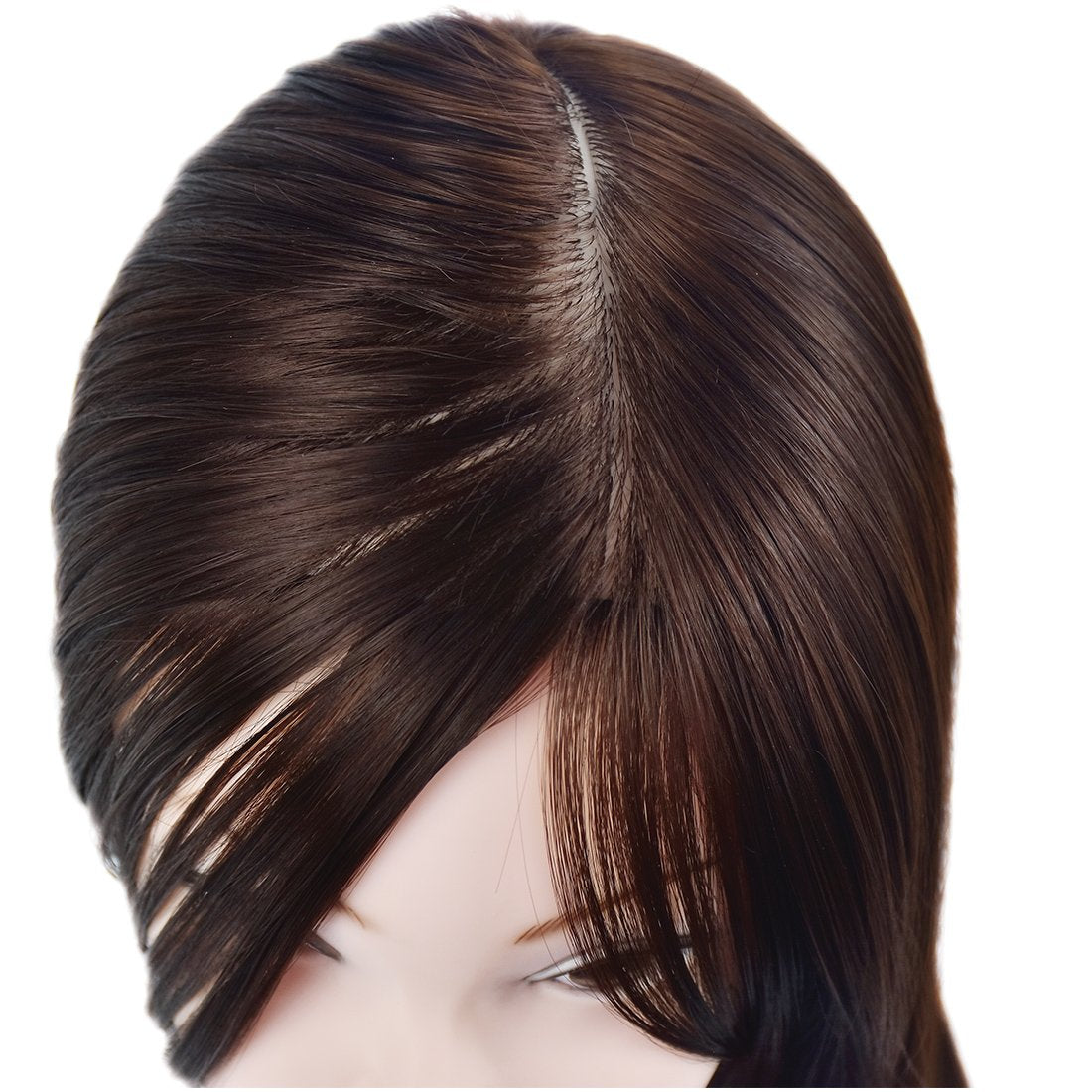 Cosmetology Mannequin Head with Hair for Braiding 26" Brown Training Head Manikin Doll Head Synthetic Fiber Hair with Clamp